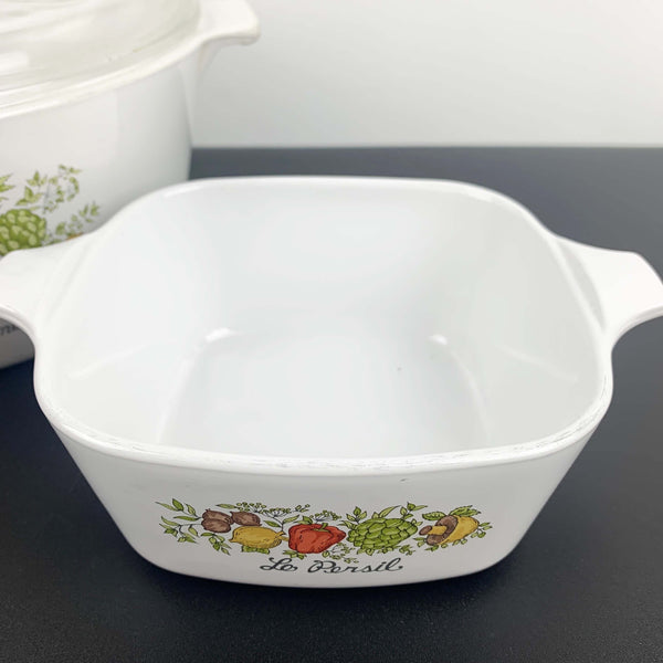 Corningware ovenware set - L'Echalote La Marjolaine casserole and Le Persil pan