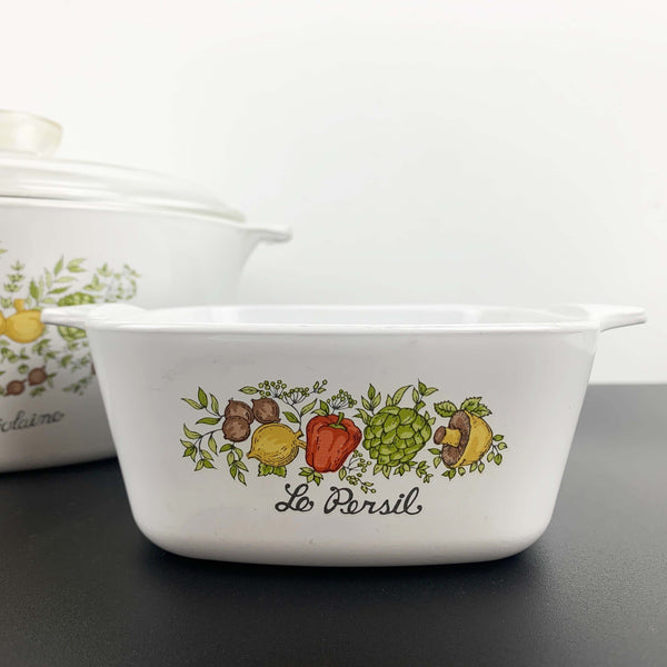 Corningware ovenware set - L'Echalote La Marjolaine casserole and Le Persil pan