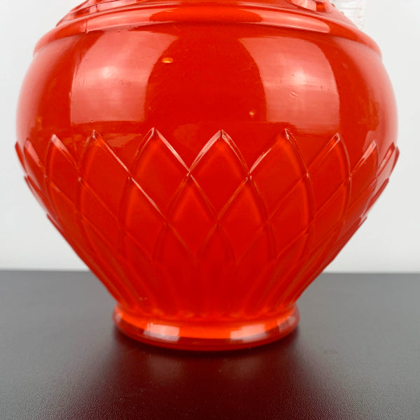 Stelvia Glass Empoli Orange Pitcher with Twist Handle and Swirl Pattern Detail