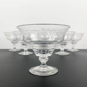 Stuart Crystal grapevine etched footed dessert bowl - Set of 6