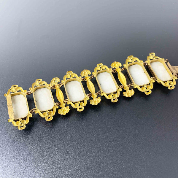 Georgian Pinchbeck Swiss Canton bracelet with porcelain enamel plaques