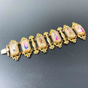Georgian Pinchbeck Swiss Canton bracelet with porcelain enamel plaques