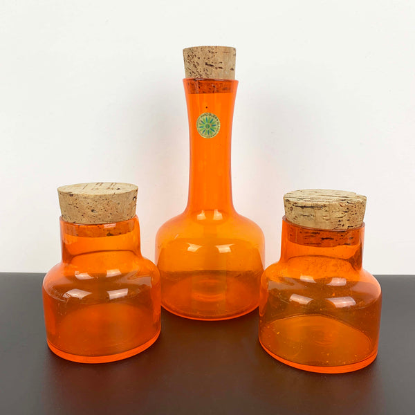 Takahashi Japan hand blown orange canisters/jars - Set of 4