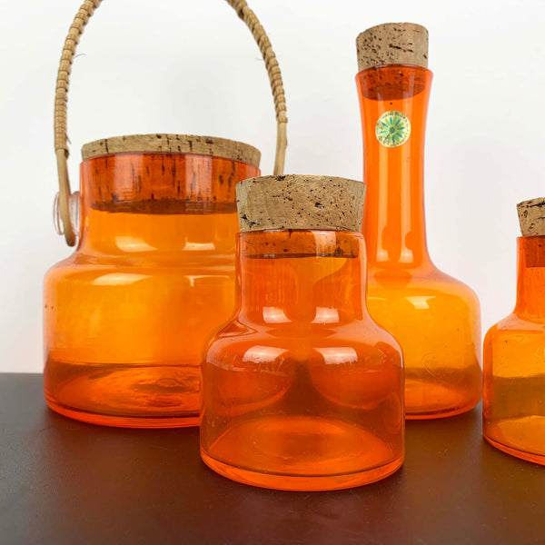 Takahashi Japan hand blown orange canisters/jars - Set of 4