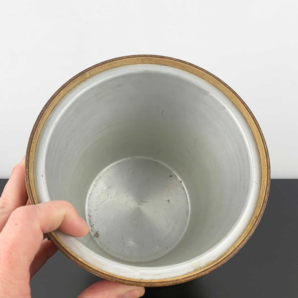 Retro teak ice bucket with brass banding