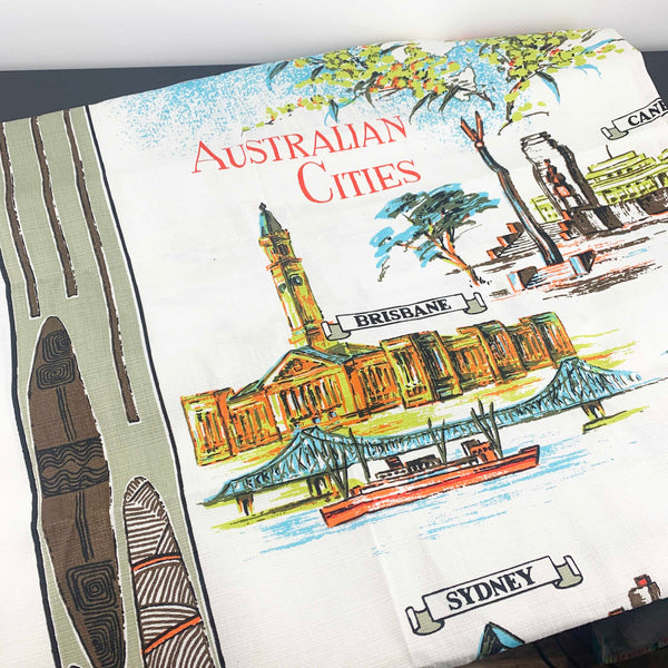 Australian Cities vintage souvenir tablecloth