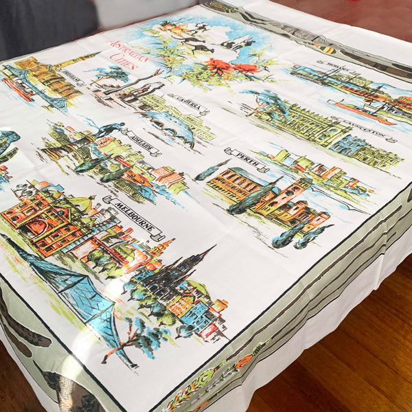 Australian Cities vintage souvenir tablecloth