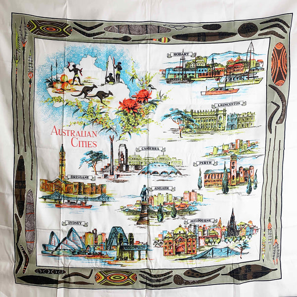 Australian Cities vintage souvenir tablecloth