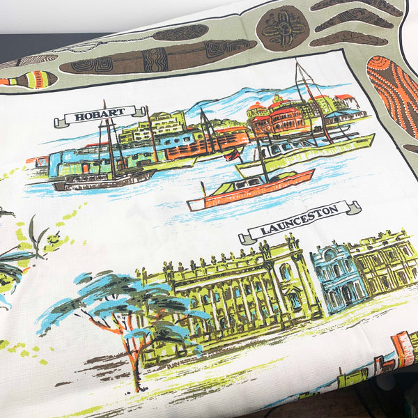 Australian Cities vintage souvenir tablecloth