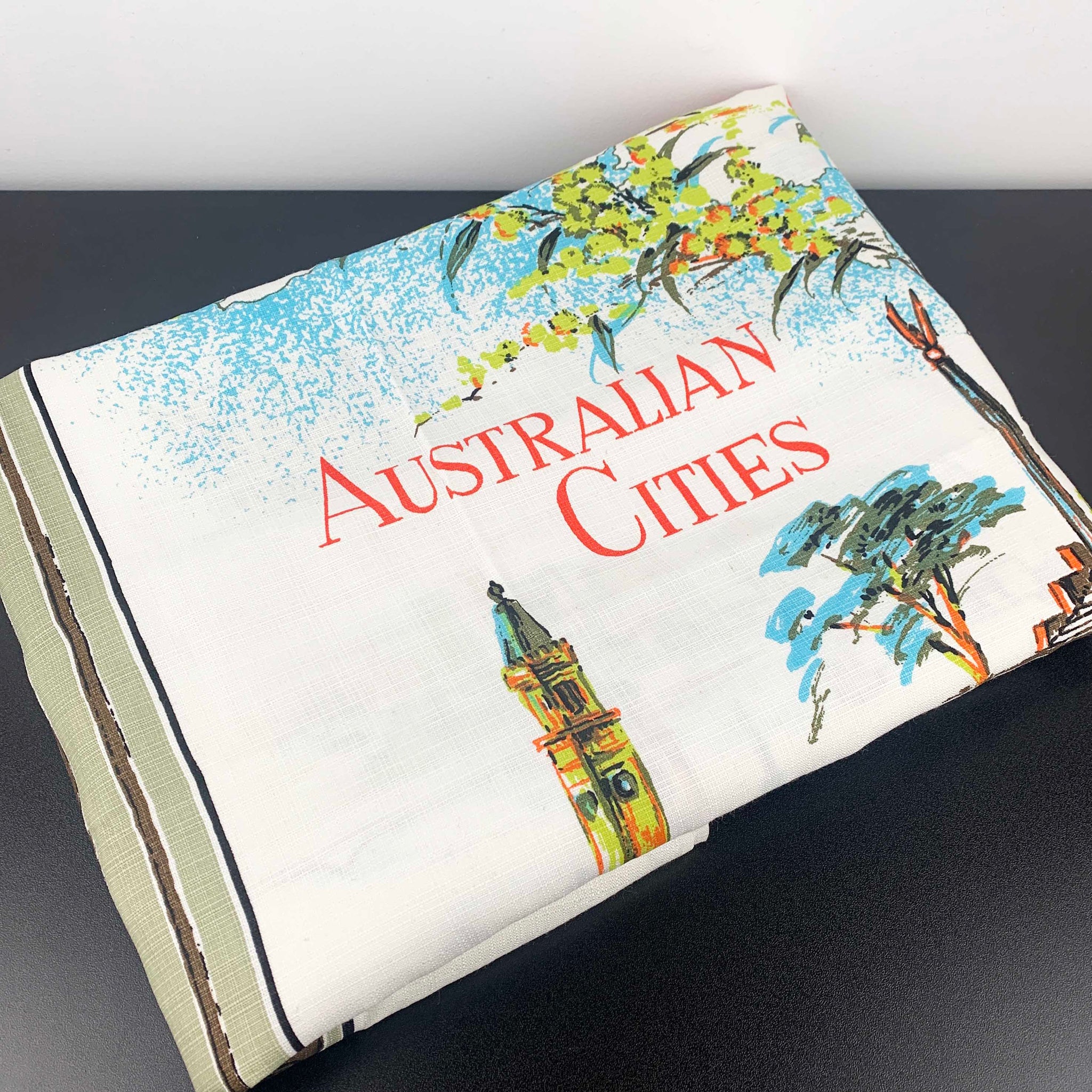 Australian Cities vintage souvenir tablecloth