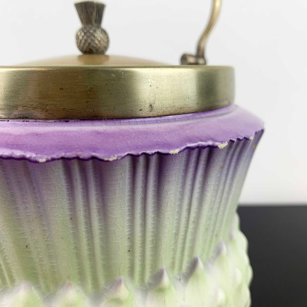 Antique Scottish thistle ceramic biscuit barrel
