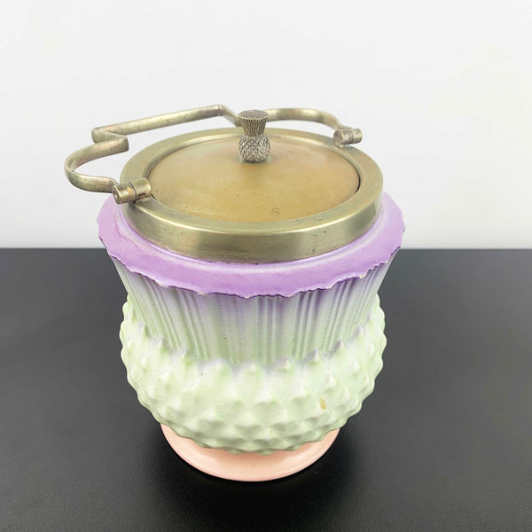 Antique Scottish thistle ceramic biscuit barrel