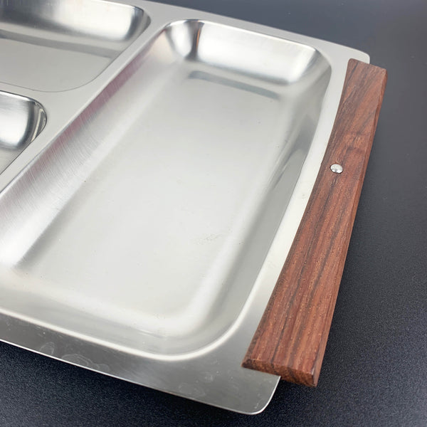 Retro 1970's stainless steel sectioned tray NOS