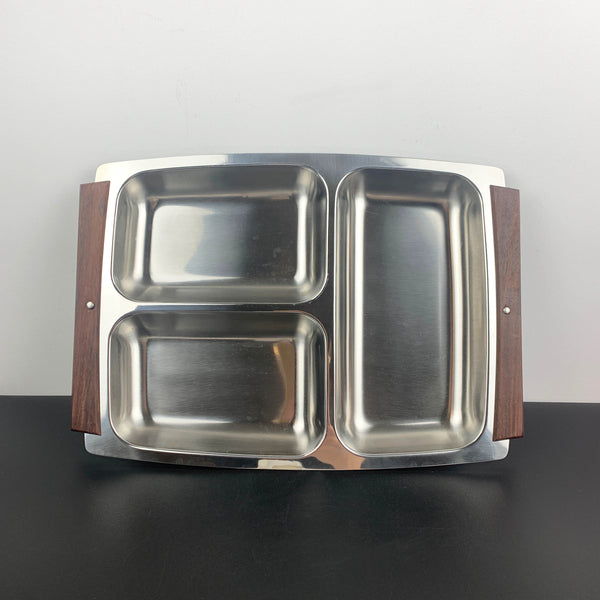 Retro 1970's stainless steel sectioned tray NOS
