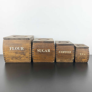 Vintage timber kitchen canisters - Set of 4