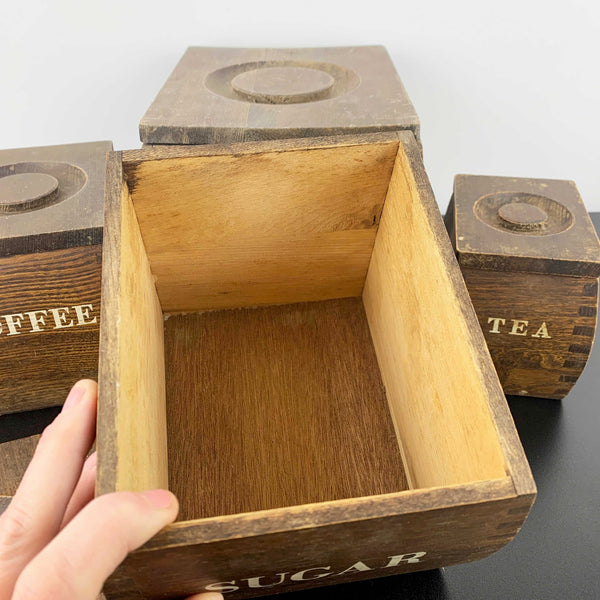 Vintage timber kitchen canisters - Set of 4