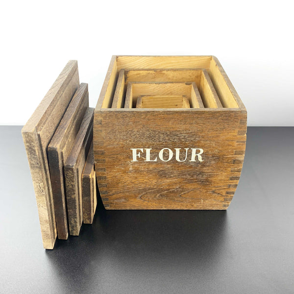 Vintage timber kitchen canisters - Set of 4