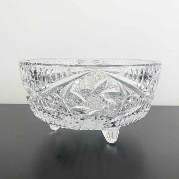 Crystal Pinwheel and Star Tri Foot Presentation Bowl