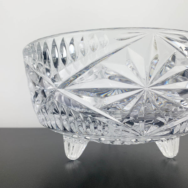 Crystal Pinwheel and Star Tri Foot Presentation Bowl