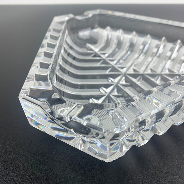 Mid century triangle shaped crystal ashtray