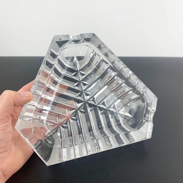 Mid century triangle shaped crystal ashtray