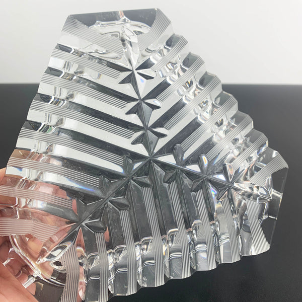 Mid century triangle shaped crystal ashtray