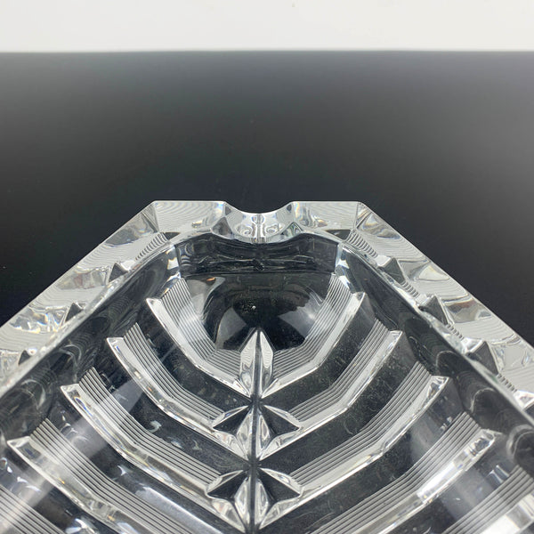 Mid century triangle shaped crystal ashtray