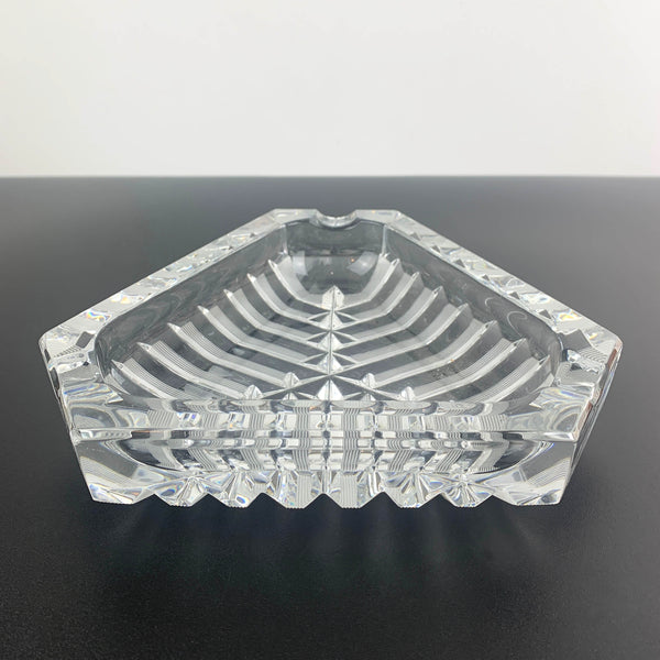 Mid century triangle shaped crystal ashtray