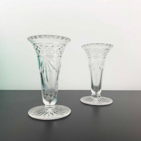 Tudor Crystal trumpet style mini bud vases - Set of 2