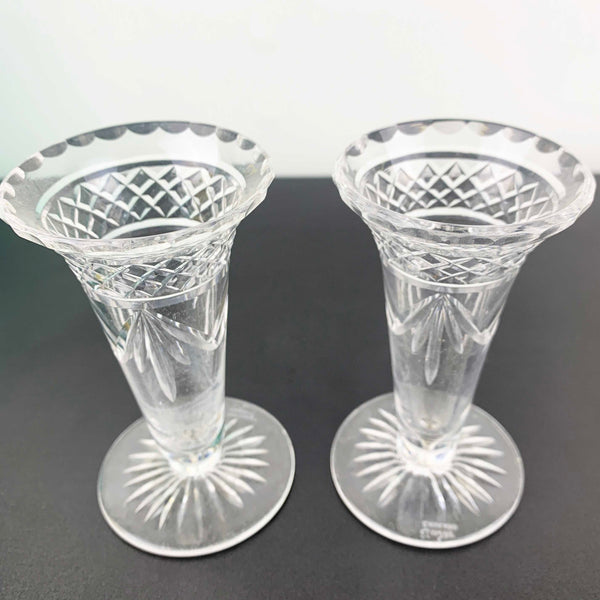 Tudor Crystal trumpet style mini bud vases - Set of 2