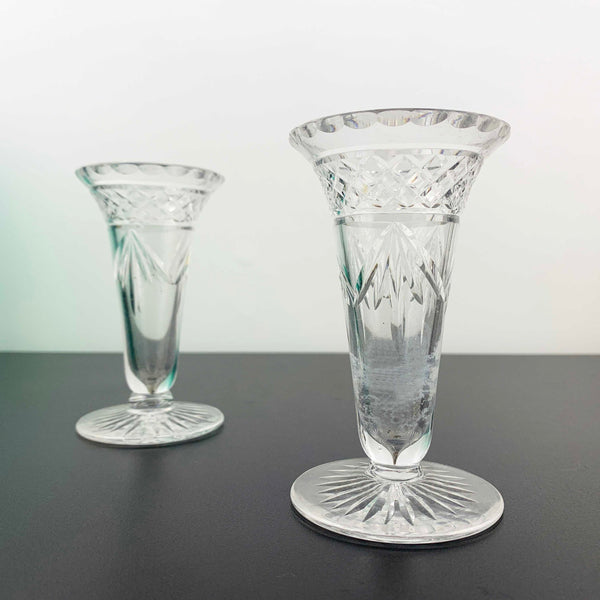 Tudor Crystal trumpet style mini bud vases - Set of 2