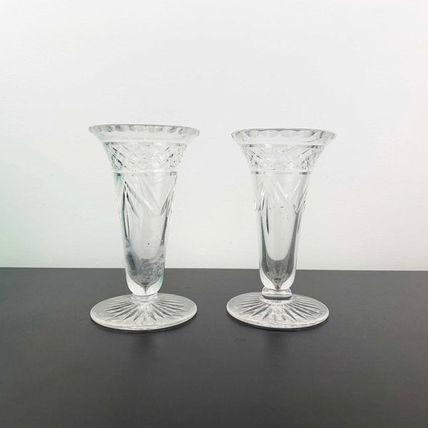 Tudor Crystal trumpet style mini bud vases - Set of 2
