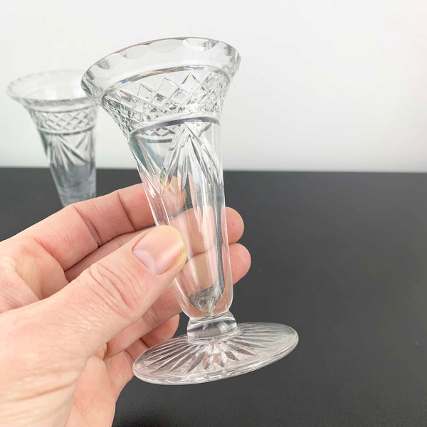 Tudor Crystal trumpet style mini bud vases - Set of 2