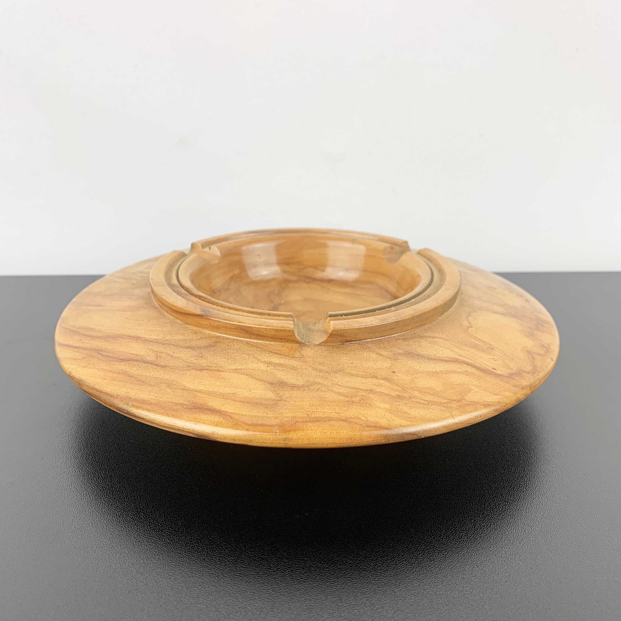 Turned polished timber mid century ashtray