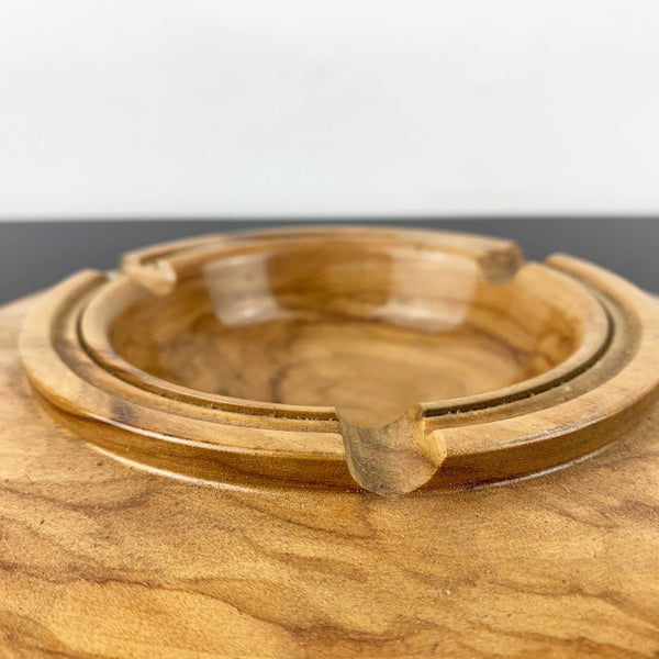 Handcrafted turned timber mid century ashtray