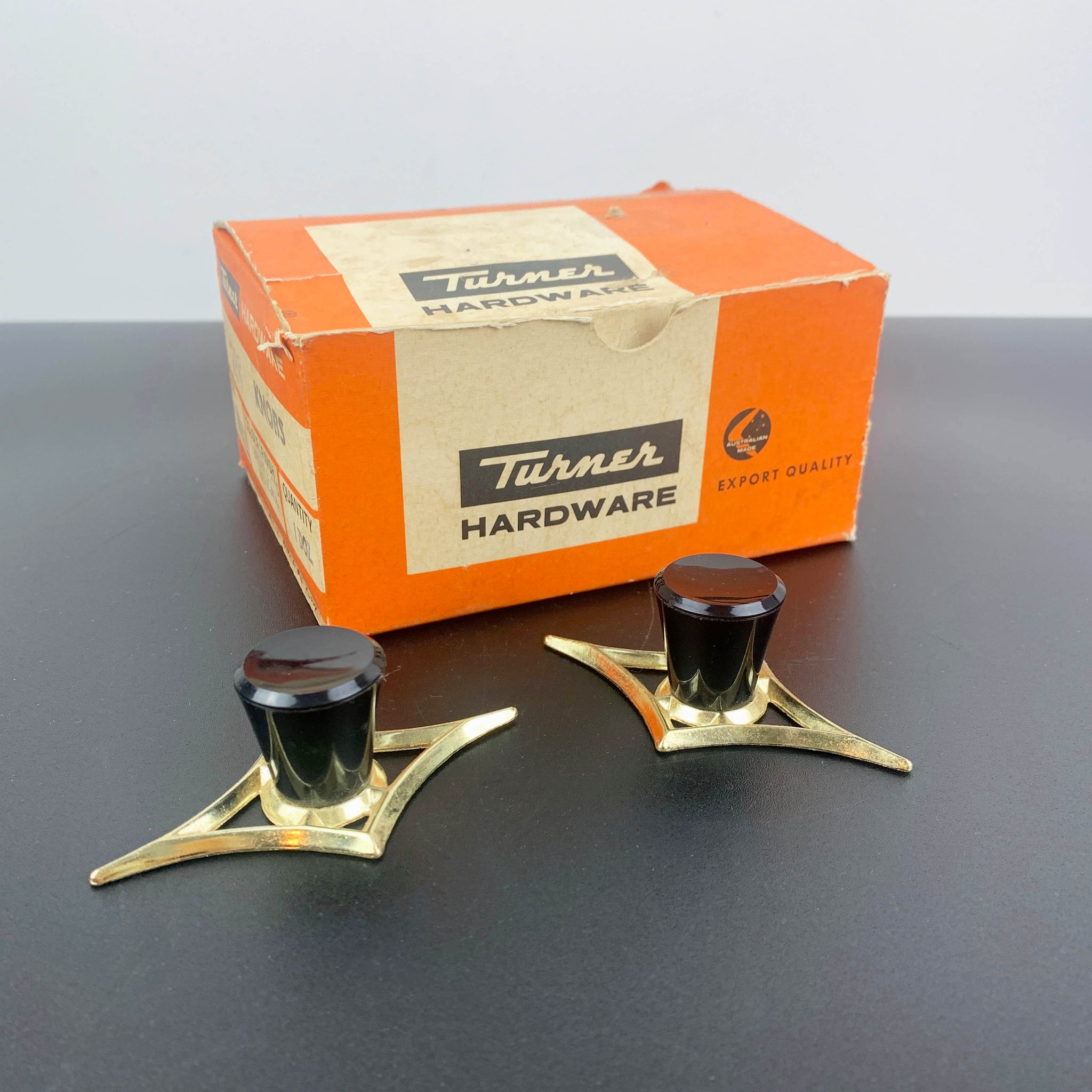Retro furniture knobs NOS Turner Hardware (Australia)