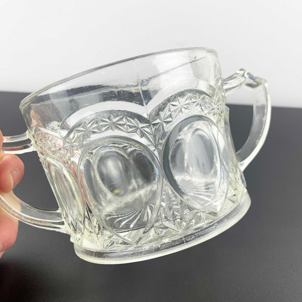 Crown Crystal twin handled open sugar bowl c.1920's