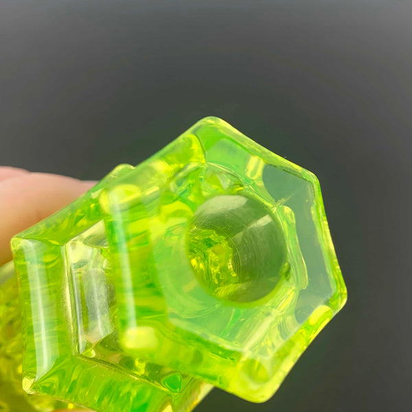 Art deco style uranium glass perfume bottle with clear stopper