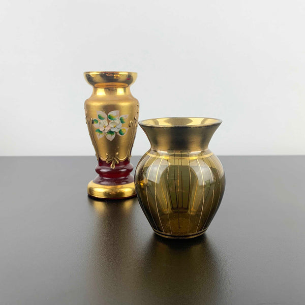 Mid century gold gilded bud vases - Set of 2