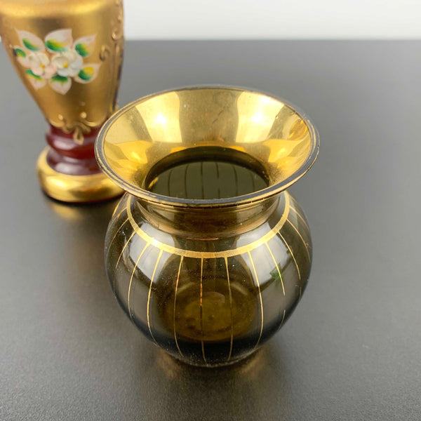 Mid century gold gilded bud vases - Set of 2