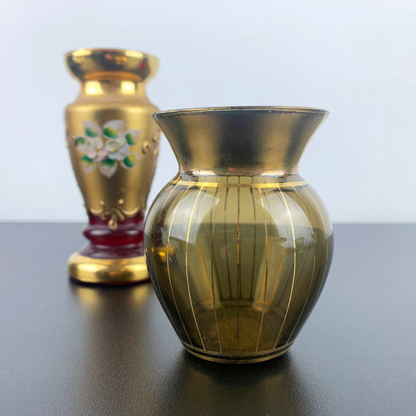 Mid century gold gilded bud vases - Set of 2
