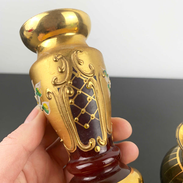 Mid century gold gilded bud vases - Set of 2