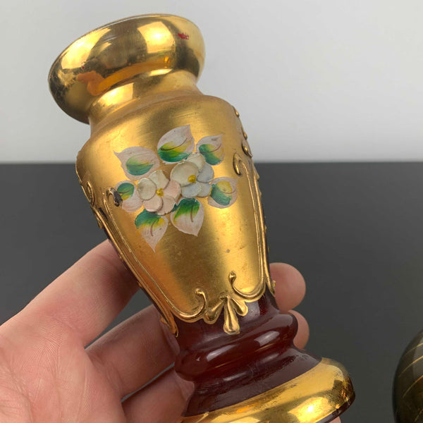 Mid century gold gilded bud vases - Set of 2