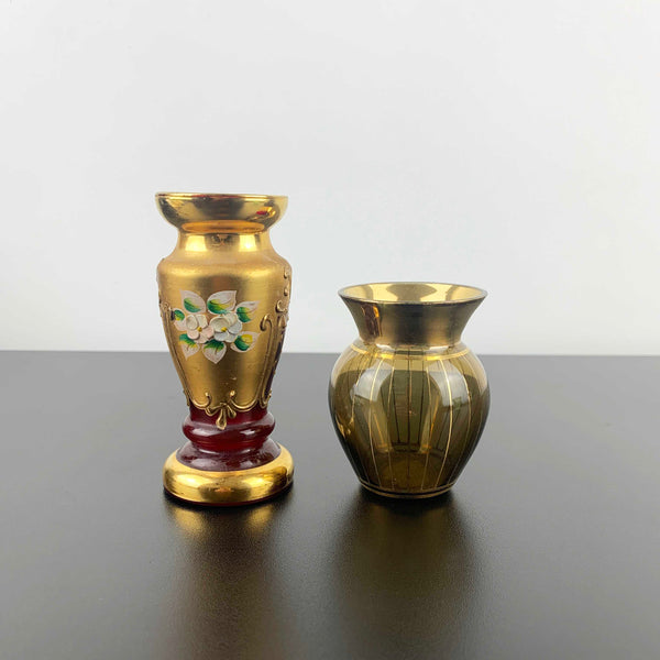 Mid century gold gilded bud vases - Set of 2