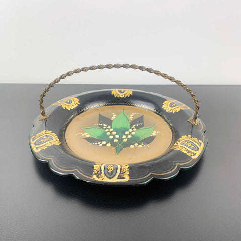 Victorian Papier Mache Tray with Twisted Metal Handle