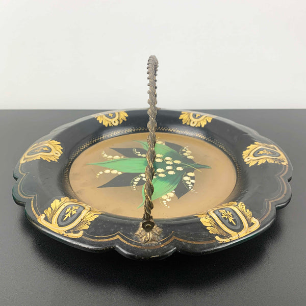 Victorian Papier Mache Tray with Twisted Metal Handle