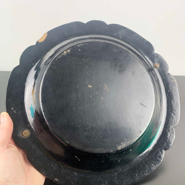 Victorian Papier Mache Tray with Twisted Metal Handle