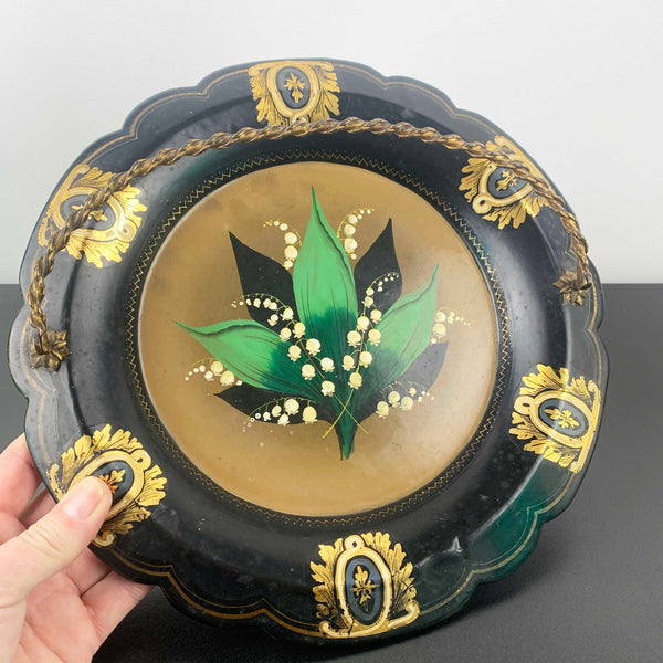 Victorian Papier Mache Tray with Twisted Metal Handle