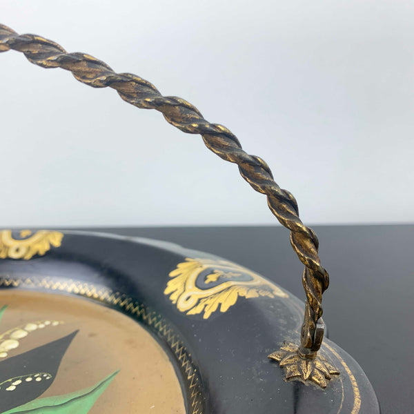 Victorian Papier Mache Tray with Twisted Metal Handle