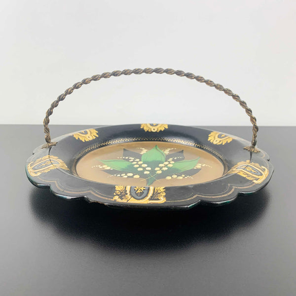 Victorian Papier Mache Tray with Twisted Metal Handle